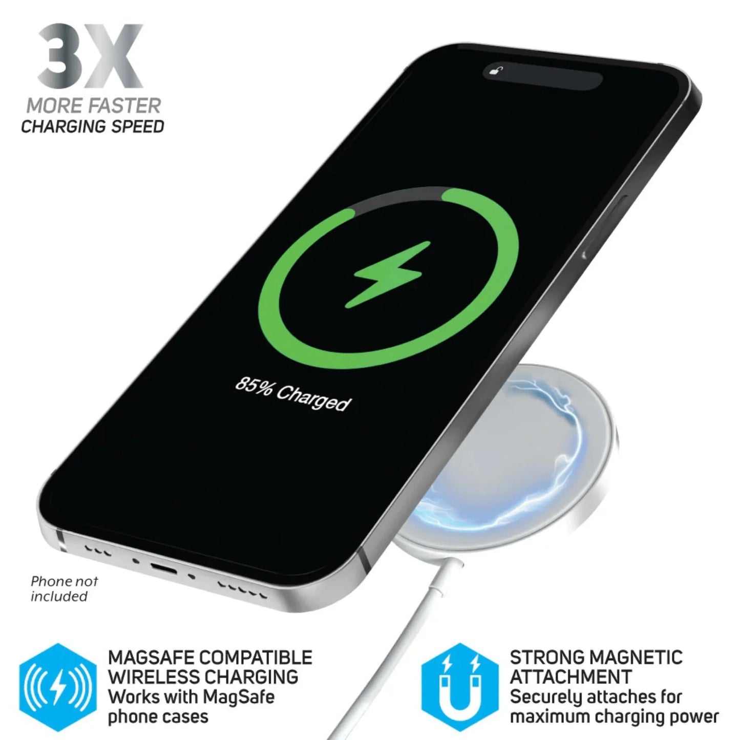 Xyst 15-Watt Magsafe Wireless Charger with Built-In USB-C Cable
