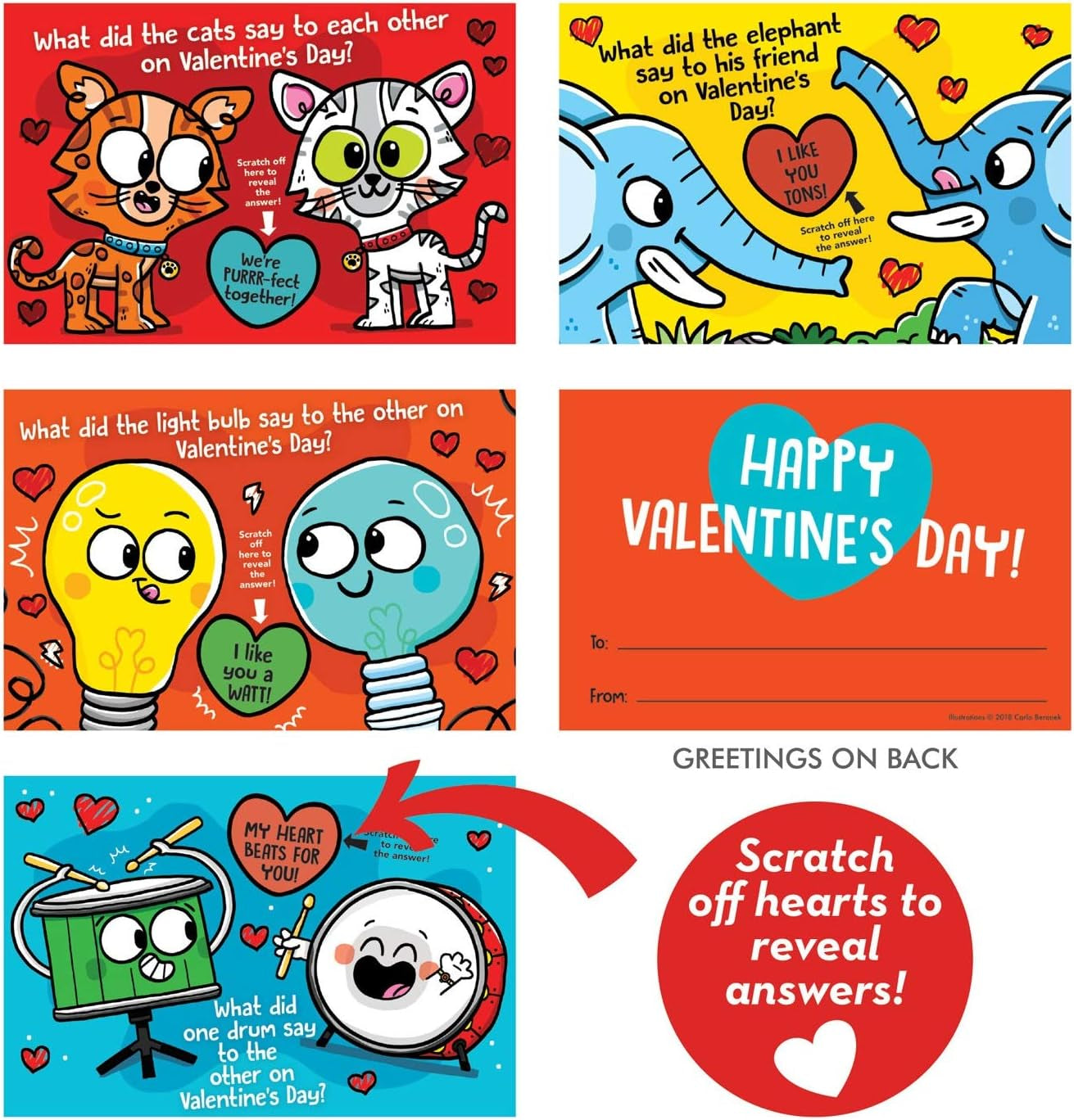 Silly Joke Scratch-Off 28 Card Super Valentine Exchange Pack for Kids