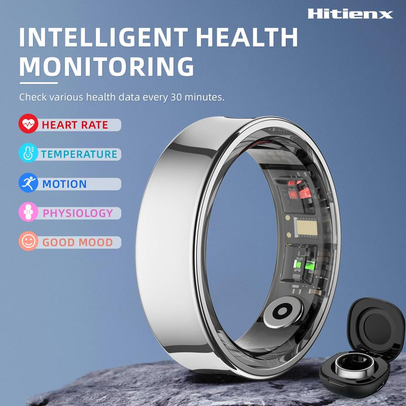 Smart Ring – Wellness Tracker with Heart Rate, Temperature Check, Sleep, Stress & Cycle Reminder Insights | Auto Activity Detection | Fitness Ring for Men & Women | No Subscription | Android & Ios Compatible