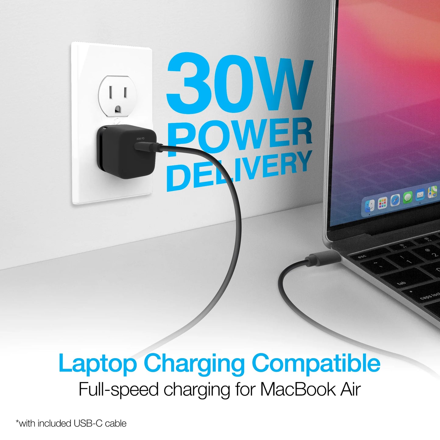 Naztech 30W PD Wall Charger + USB-C to USB-C Cable 6Ft for Traveling