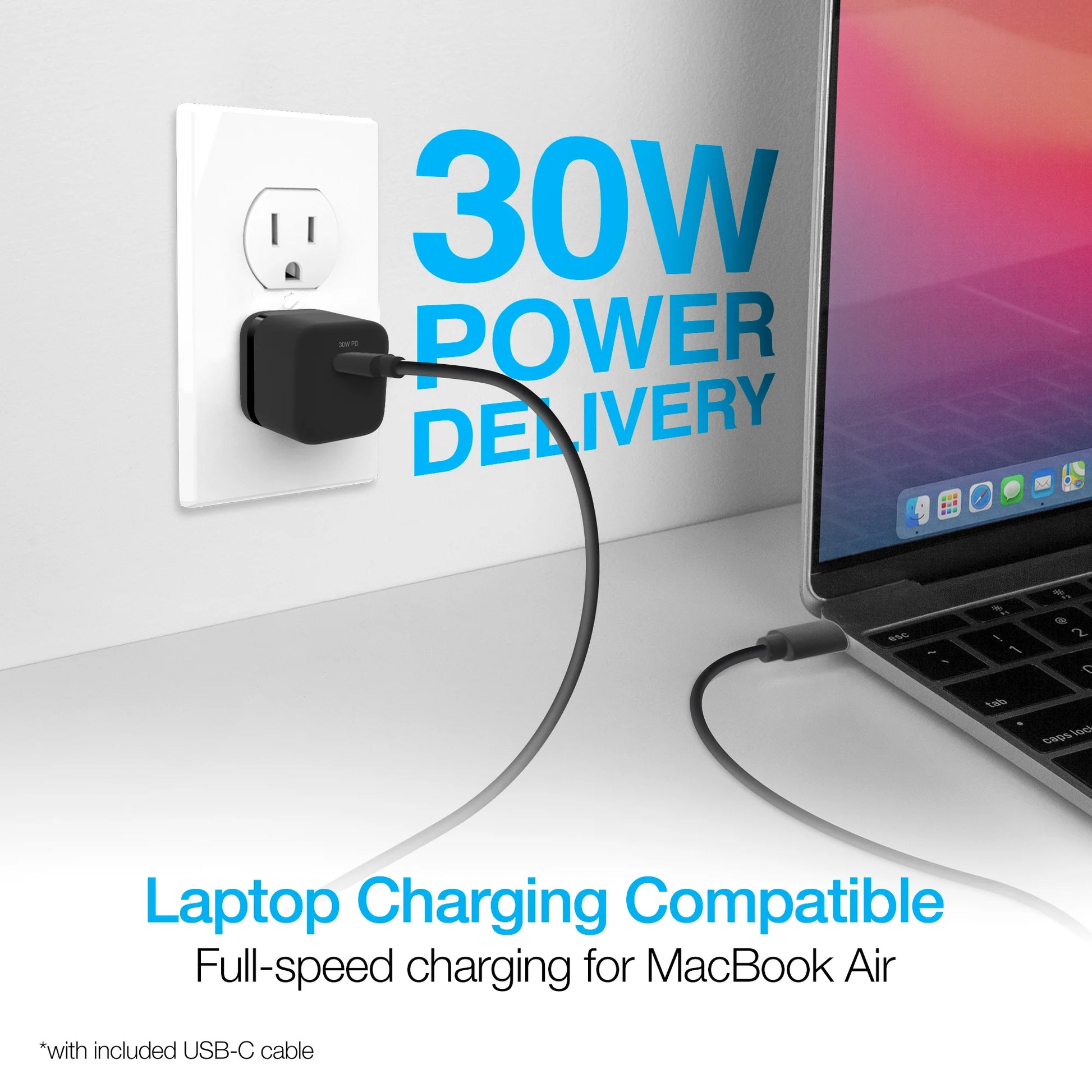 Naztech 30W PD Wall Charger + USB-C to USB-C Cable 6Ft for Traveling