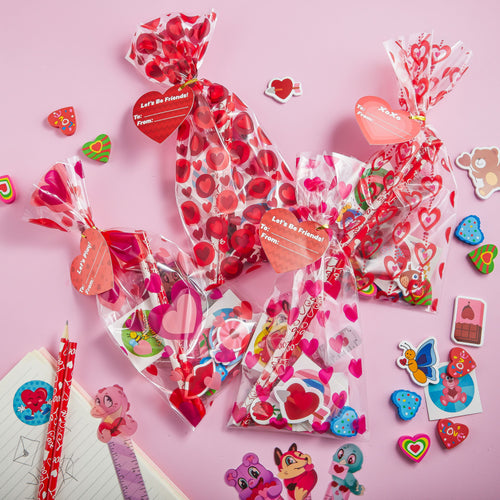 196 PCS Valentines Gifts for Kids,Valentines Goodie Bag Stuffers, Valentines Cards for Kids Classroom Exchange, Assorted Stationery Set for School Prizes Party Favors Treats