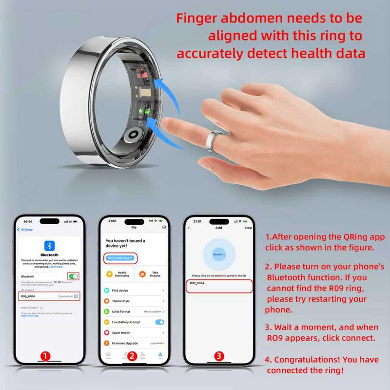 Smart Ring – Wellness Tracker with Heart Rate, Temperature Check, Sleep, Stress & Cycle Reminder Insights | Auto Activity Detection | Fitness Ring for Men & Women | No Subscription | Android & Ios Compatible