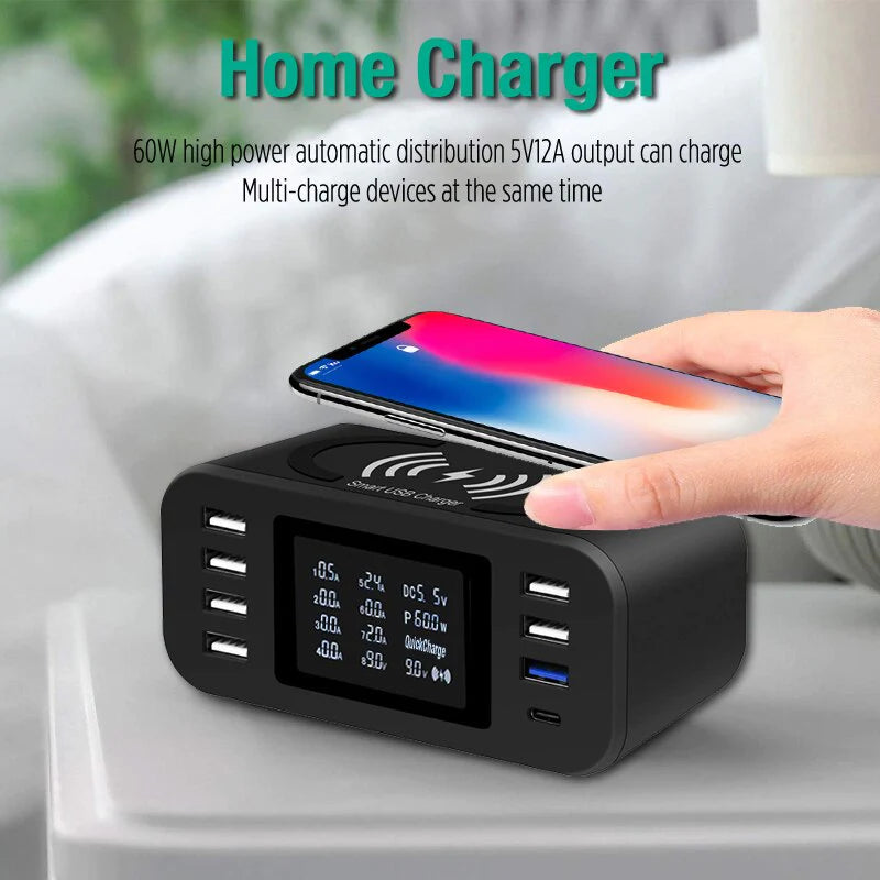 Ultra-Fast Qi Wireless Charger 60W - Quick Charge 3.0 Station for Samsung S9, S8, Mi, Nexus, LG, Sony, Moto, Nokia