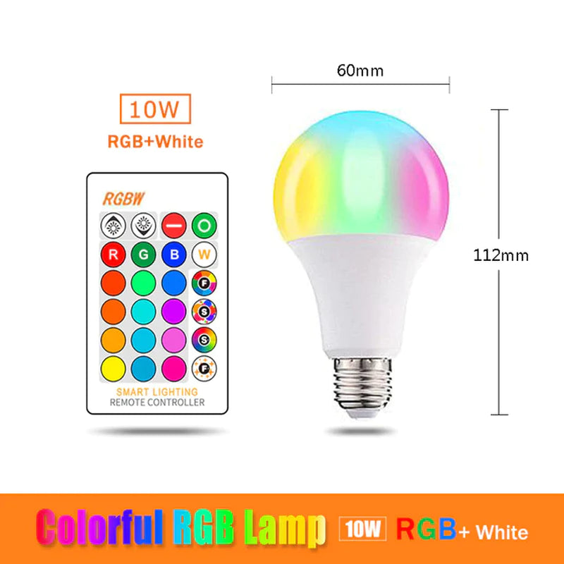 Color Changing RGB LED Bulb with IR Remote Control - 5W, 10W, 15W Options, 110V/220V, Memory Mode