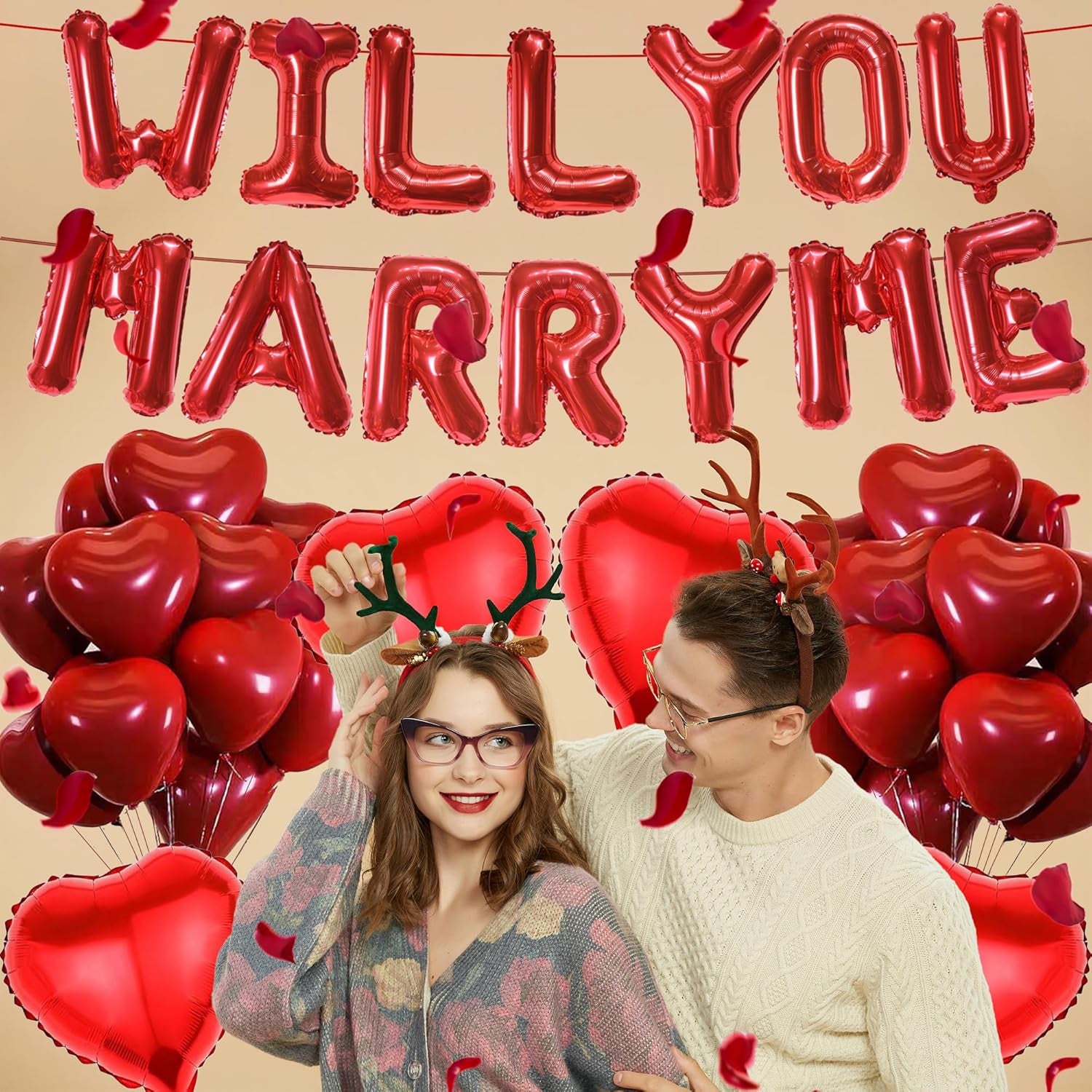Will You Marry Me Decorations - 542 Pcs Red Balloons Decoration Letter Heart Lat