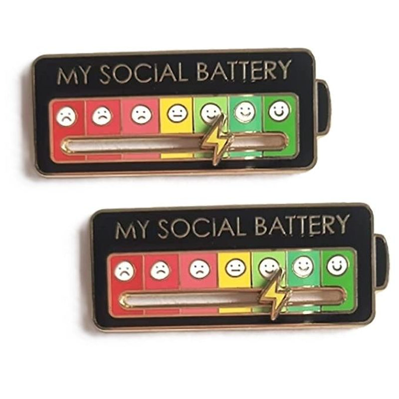 Social Battery Pin - Slider Pins for Introverts, Funny Interactive Mood Pins for Jackets & Backpacks - Novelty Cowboy Accessories for Men, Cute Gifts for Girlfriend, Wife, Her [Novelty Accessories]