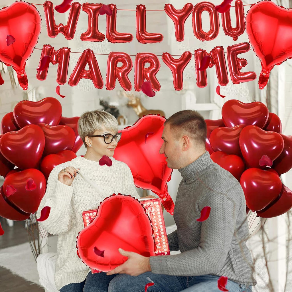 Will You Marry Me Decorations - 542 Pcs Red Balloons Decoration Letter Heart Lat