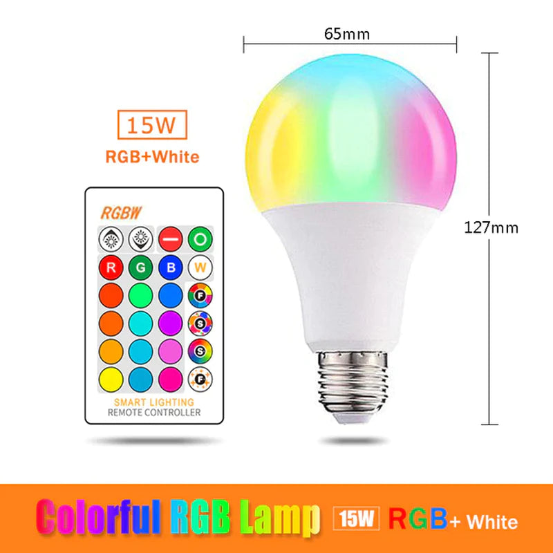 Color Changing RGB LED Bulb with IR Remote Control - 5W, 10W, 15W Options, 110V/220V, Memory Mode