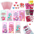 96 Pcs Valentines Gift Sets for Kids,Valentines Goodie Bag Stuffers,Assorted Stationery Set with Valentines Bags for Kids Classroom Exchange, Valentines Party Favors Treats