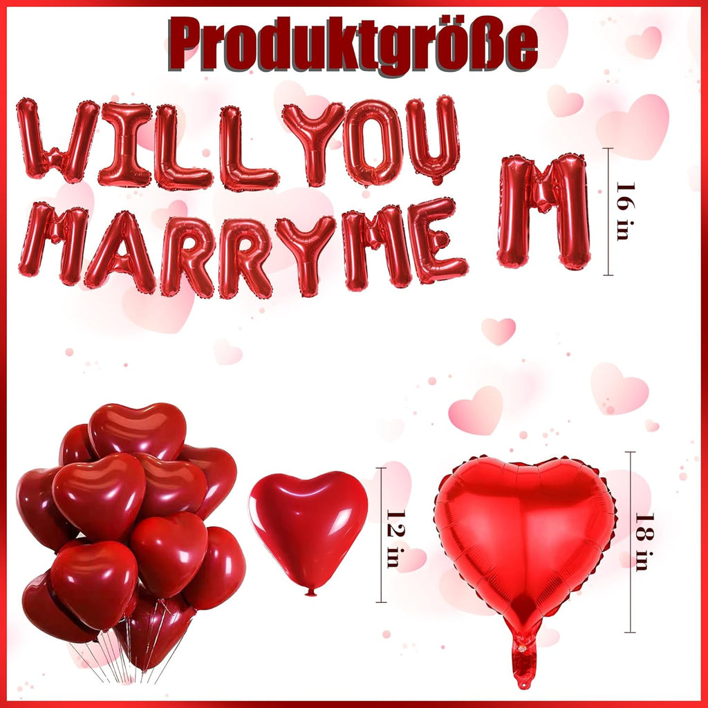 Will You Marry Me Decorations - 542 Pcs Red Balloons Decoration Letter Heart Lat