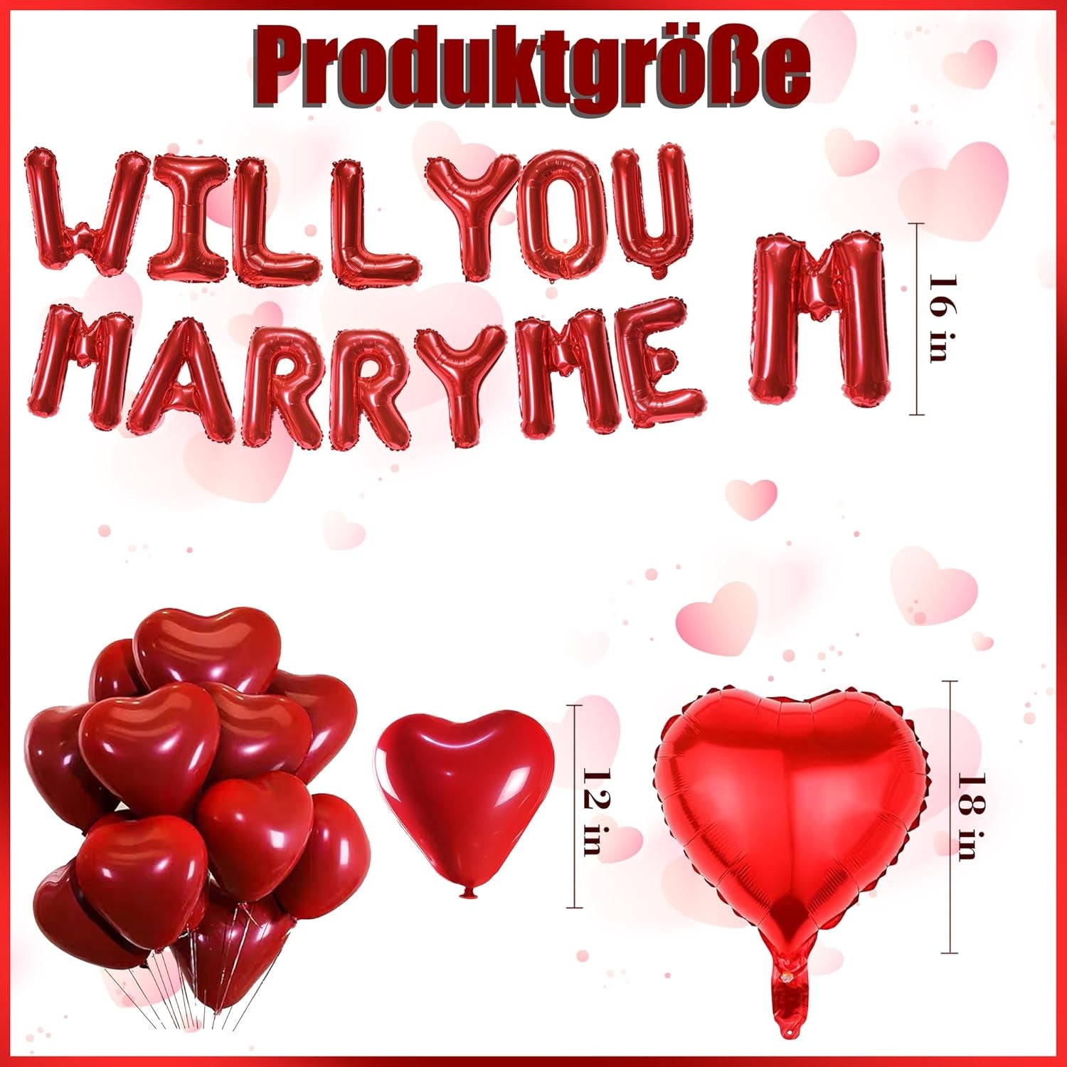 Will You Marry Me Decorations - 542 Pcs Red Balloons Decoration Letter Heart Lat