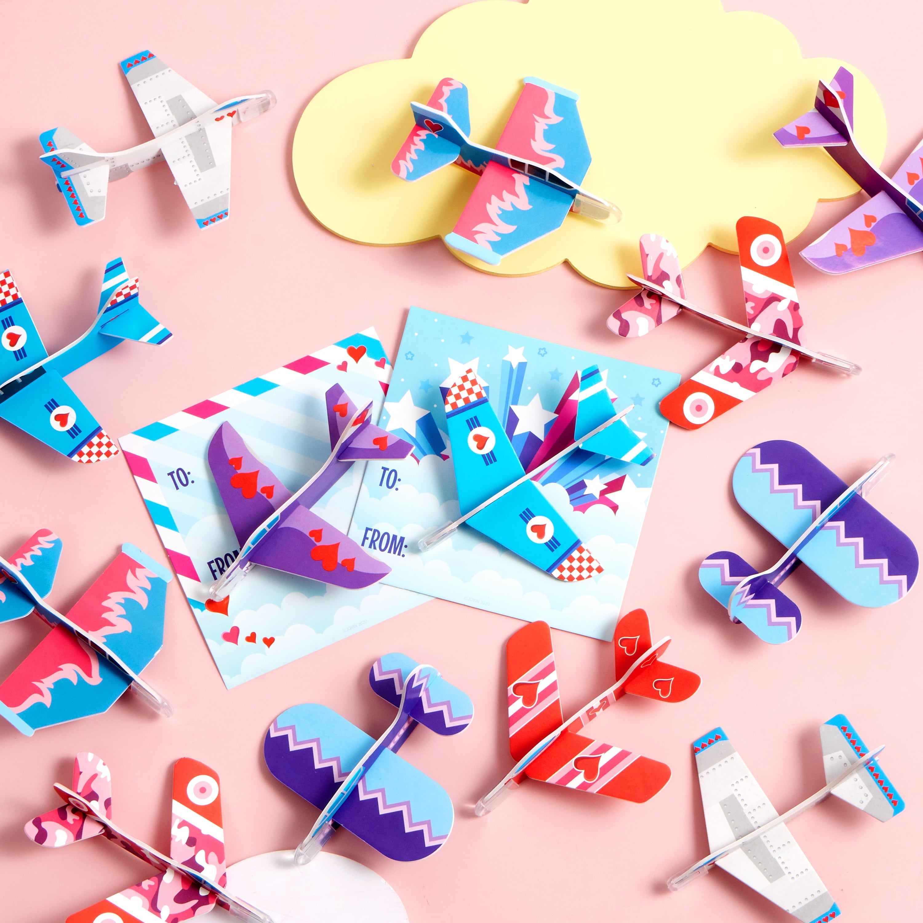 35 Packs Valentines Day Gifts Cards with Foam Airplane for Kids Valentine Exchange Cards Toddle Boys Valentines School Classroom Favors