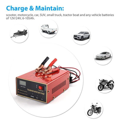 High-Performance 12V/24V 10A Maintenance-Free Battery Charger for Electric Cars - 140W Output