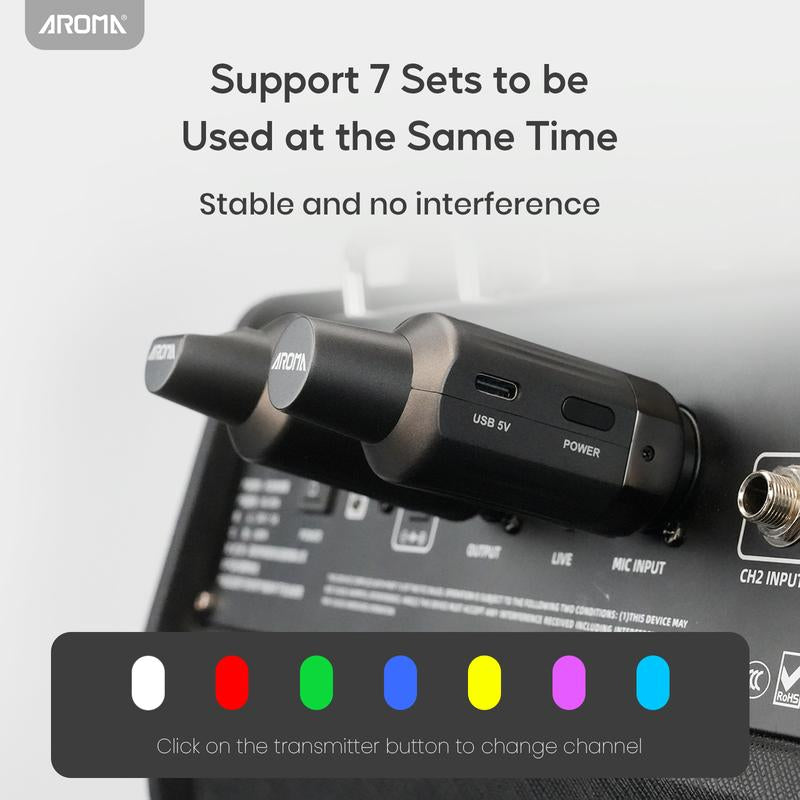 Aroma Wireless XLR Microphone Audio Transmitter Receiver Rechargeable UHF Wireless Microphone System Stable Transmission for Dynamic Mics PA Mixer