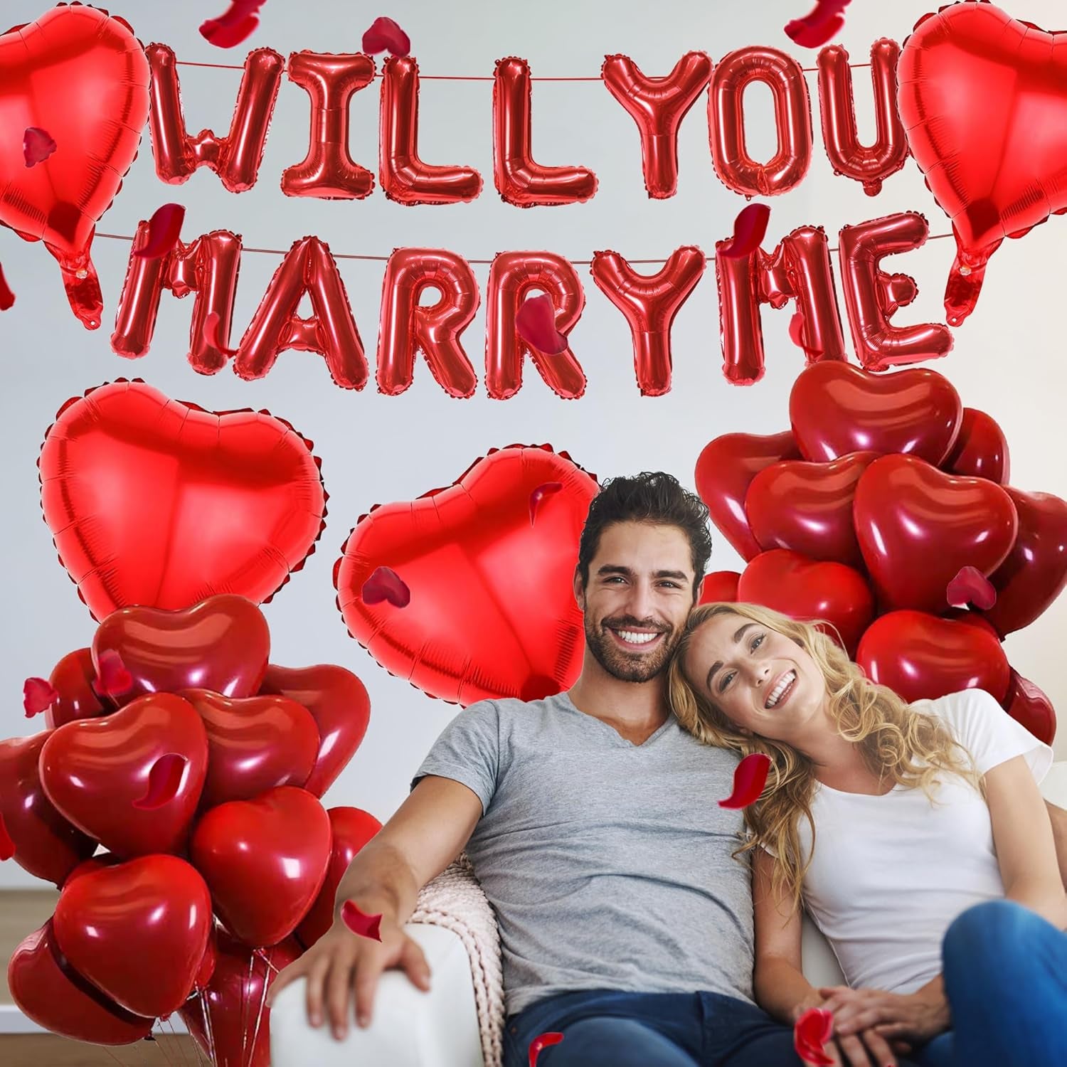 Will You Marry Me Decorations - 542 Pcs Red Balloons Decoration Letter Heart Lat