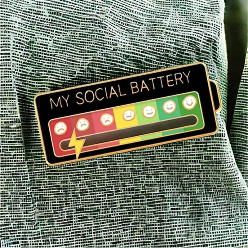 Social Battery Pin - Slider Pins for Introverts, Funny Interactive Mood Pins for Jackets & Backpacks - Novelty Cowboy Accessories for Men, Cute Gifts for Girlfriend, Wife, Her [Novelty Accessories]