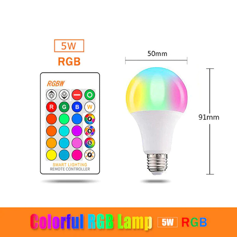 Color Changing RGB LED Bulb with IR Remote Control - 5W, 10W, 15W Options, 110V/220V, Memory Mode