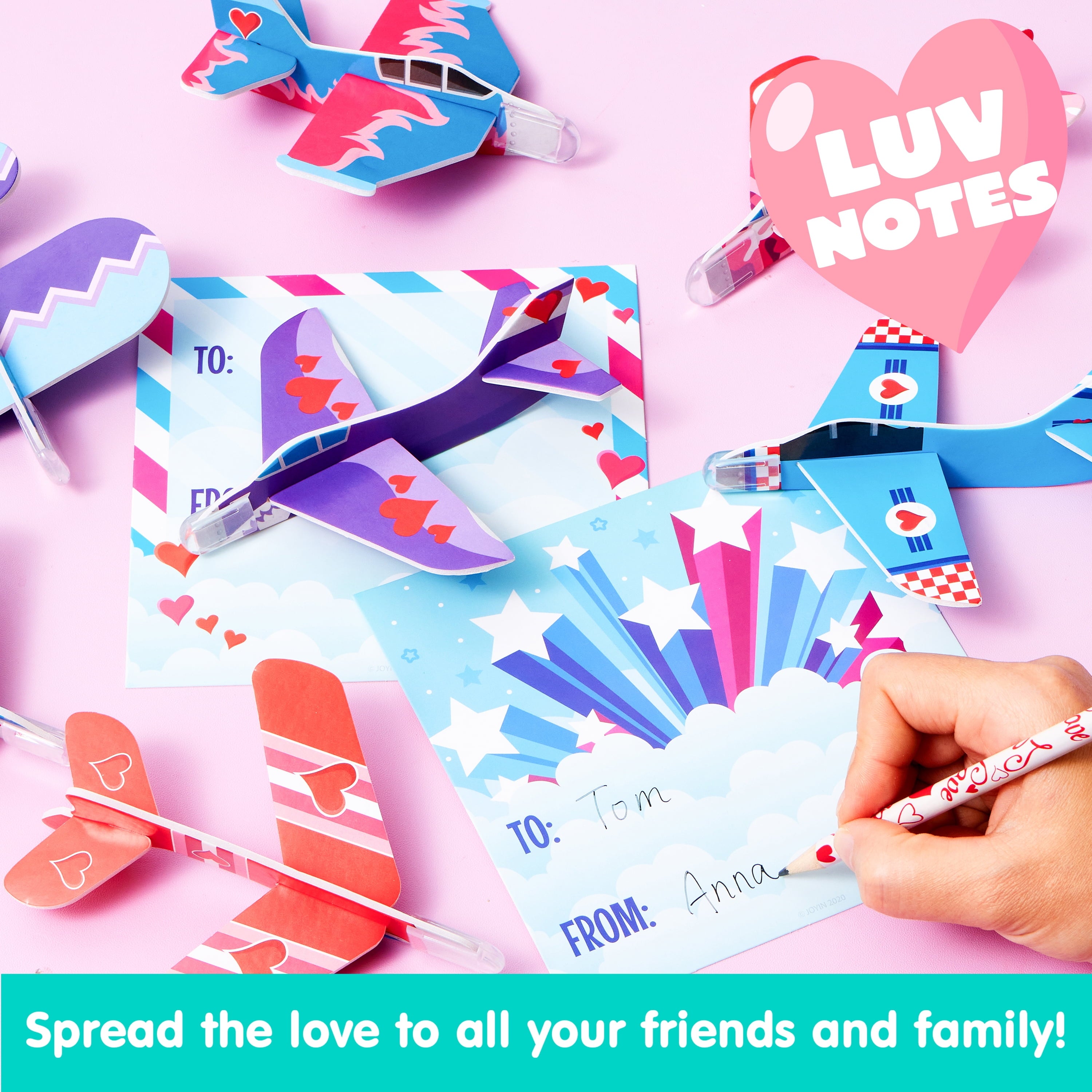 35 Packs Valentines Day Gifts Cards with Foam Airplane for Kids Valentine Exchange Cards Toddle Boys Valentines School Classroom Favors