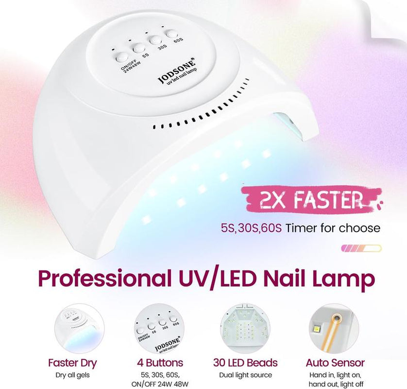 JODSONE Builder Gel Nail Kit with U V Light Base Top Coat 20 Colors High Shine Builder Gel and 100 PCS Extension Stickers