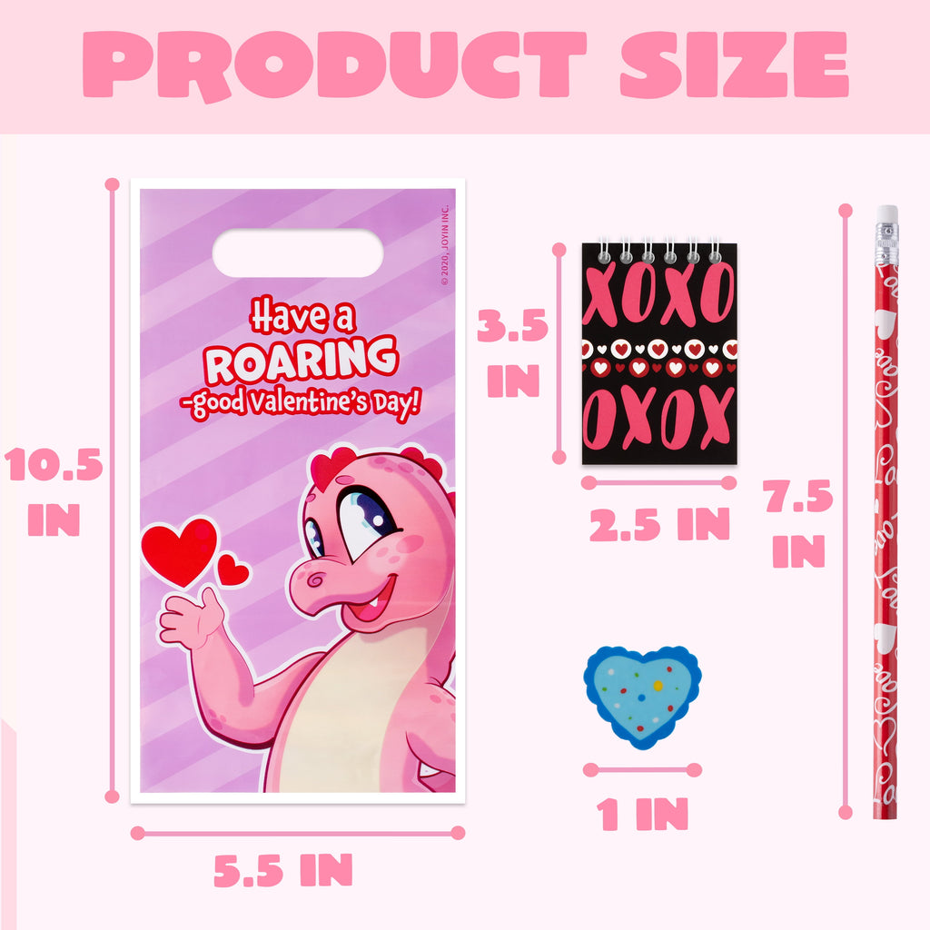 96 Pcs Valentines Gift Sets for Kids,Valentines Goodie Bag Stuffers,Assorted Stationery Set with Valentines Bags for Kids Classroom Exchange, Valentines Party Favors Treats