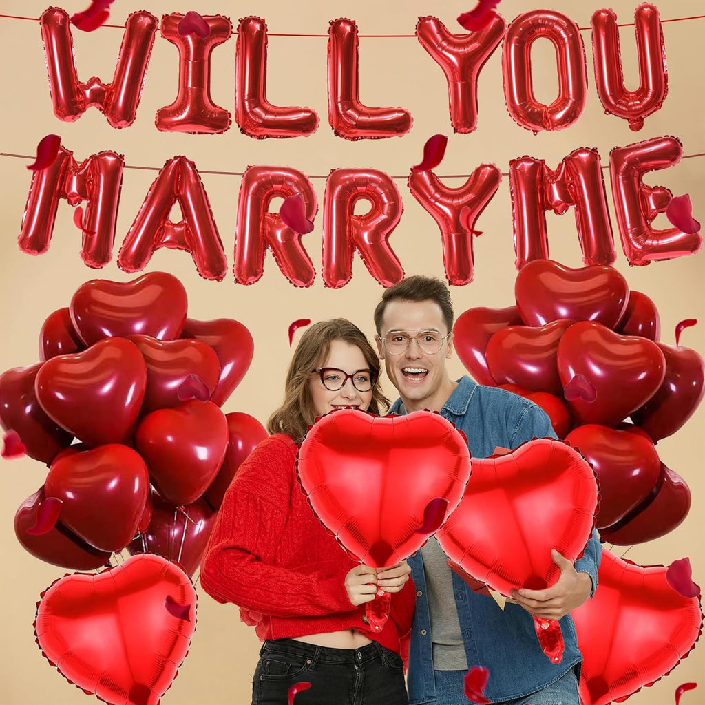 Will You Marry Me Decorations - 542 Pcs Red Balloons Decoration Letter Heart Lat