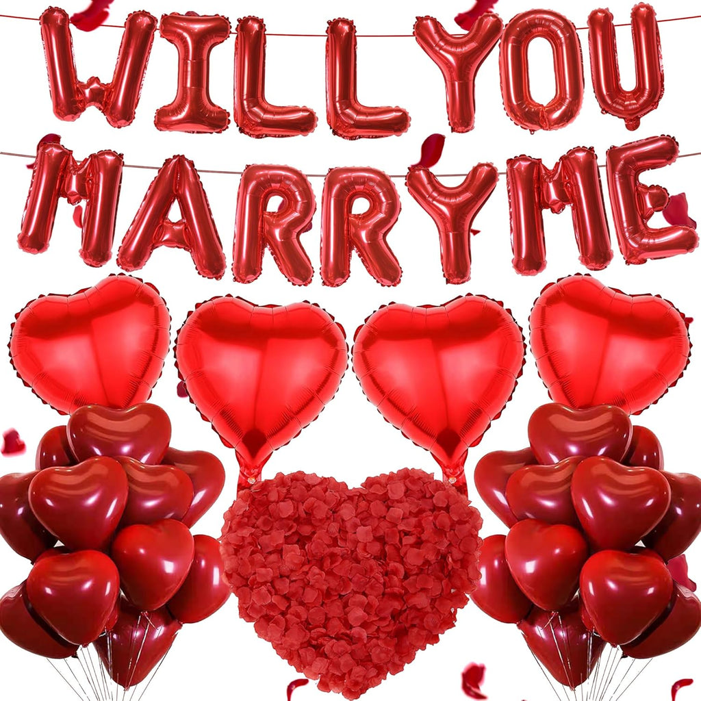 Will You Marry Me Decorations - 542 Pcs Red Balloons Decoration Letter Heart Lat