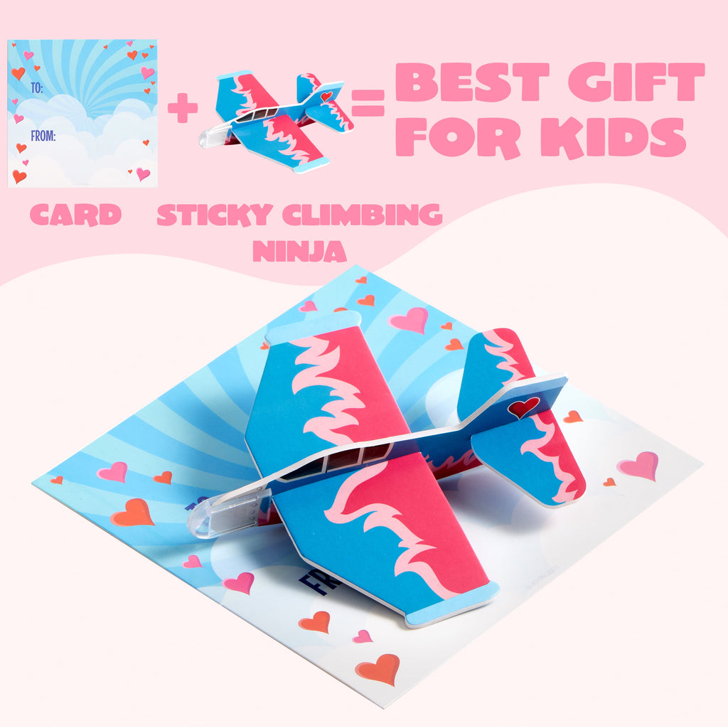 35 Packs Valentines Day Gifts Cards with Foam Airplane for Kids Valentine Exchange Cards Toddle Boys Valentines School Classroom Favors