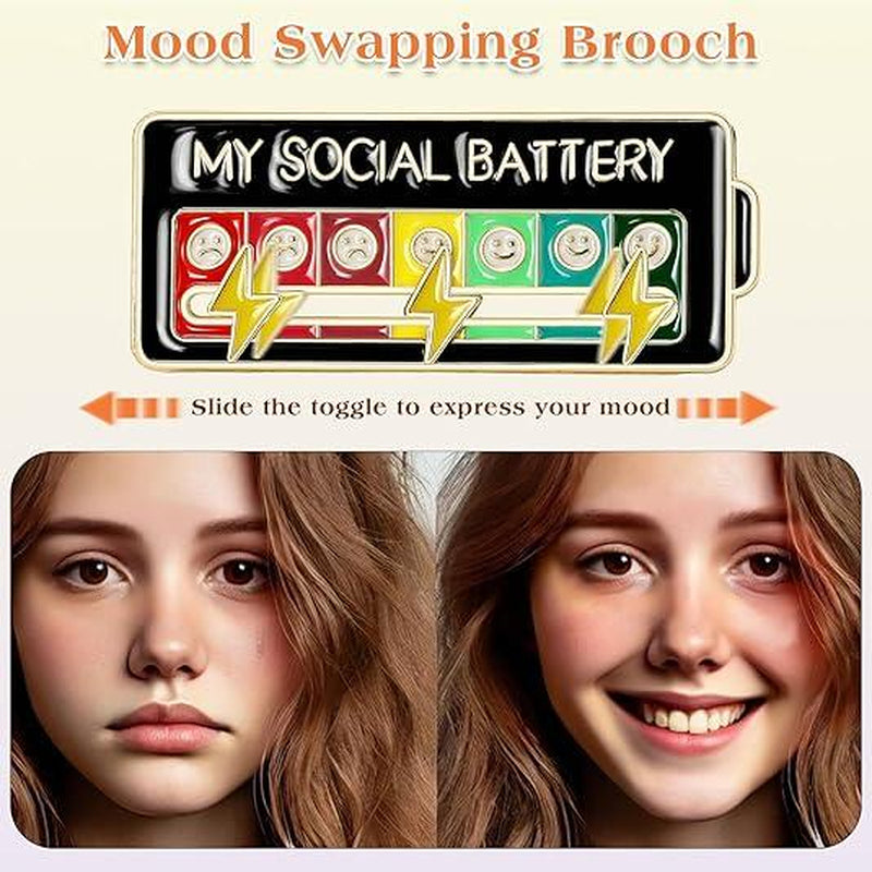Social Battery Pin - Slider Pins for Introverts, Funny Interactive Mood Pins for Jackets & Backpacks - Novelty Cowboy Accessories for Men, Cute Gifts for Girlfriend, Wife, Her [Novelty Accessories]