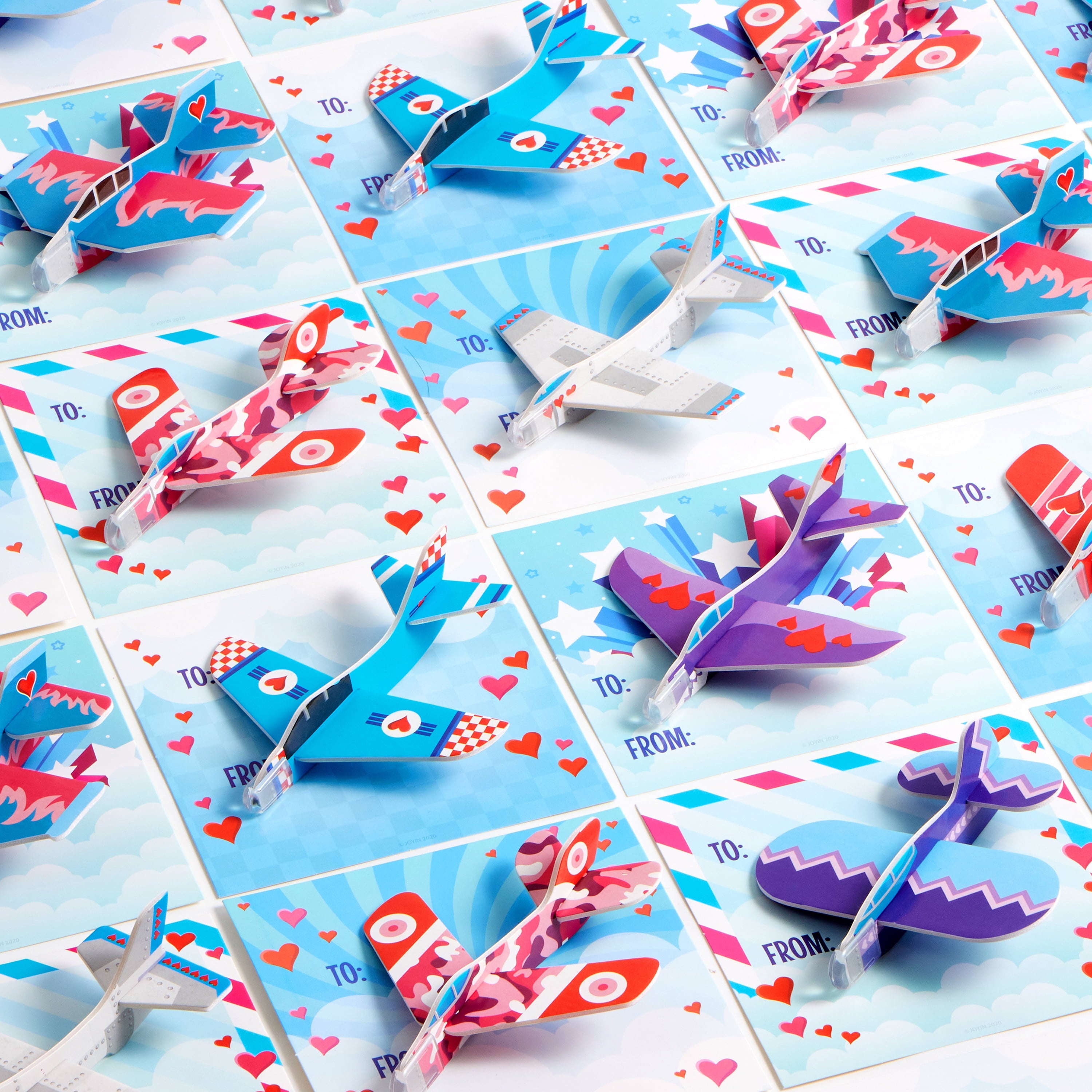 35 Packs Valentines Day Gifts Cards with Foam Airplane for Kids Valentine Exchange Cards Toddle Boys Valentines School Classroom Favors