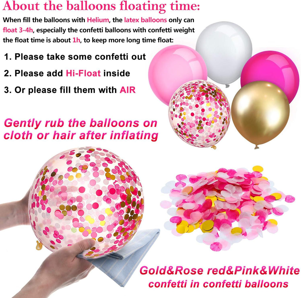 129 Pcs Christmas Balloon Arch Garland Kit with Red Green Confetti Balloons for Christmas Winter Wedding Engagement Anniversary Xmas Party Decorations(Pink, White, Rose Red, Metallic Gold)