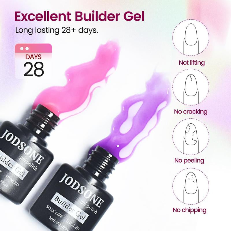 JODSONE Builder Gel Nail Kit with U V Light Base Top Coat 20 Colors High Shine Builder Gel and 100 PCS Extension Stickers