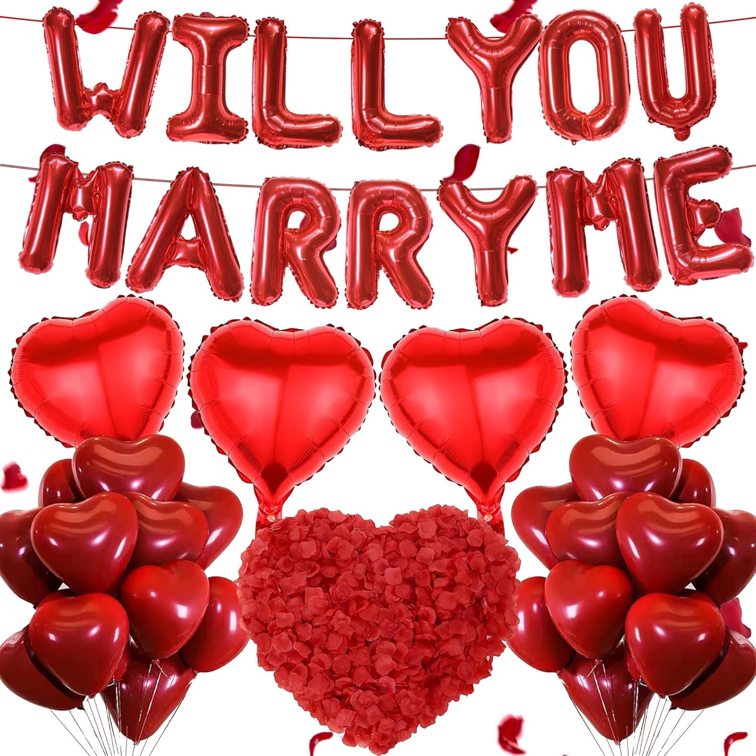 Will You Marry Me Decorations - 542 Pcs Red Balloons Decoration Letter Heart Lat