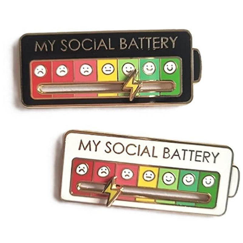Social Battery Pin - Slider Pins for Introverts, Funny Interactive Mood Pins for Jackets & Backpacks - Novelty Cowboy Accessories for Men, Cute Gifts for Girlfriend, Wife, Her [Novelty Accessories]